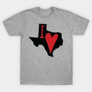 I Heart Texas, I Love Texas - Black and Red T-Shirt